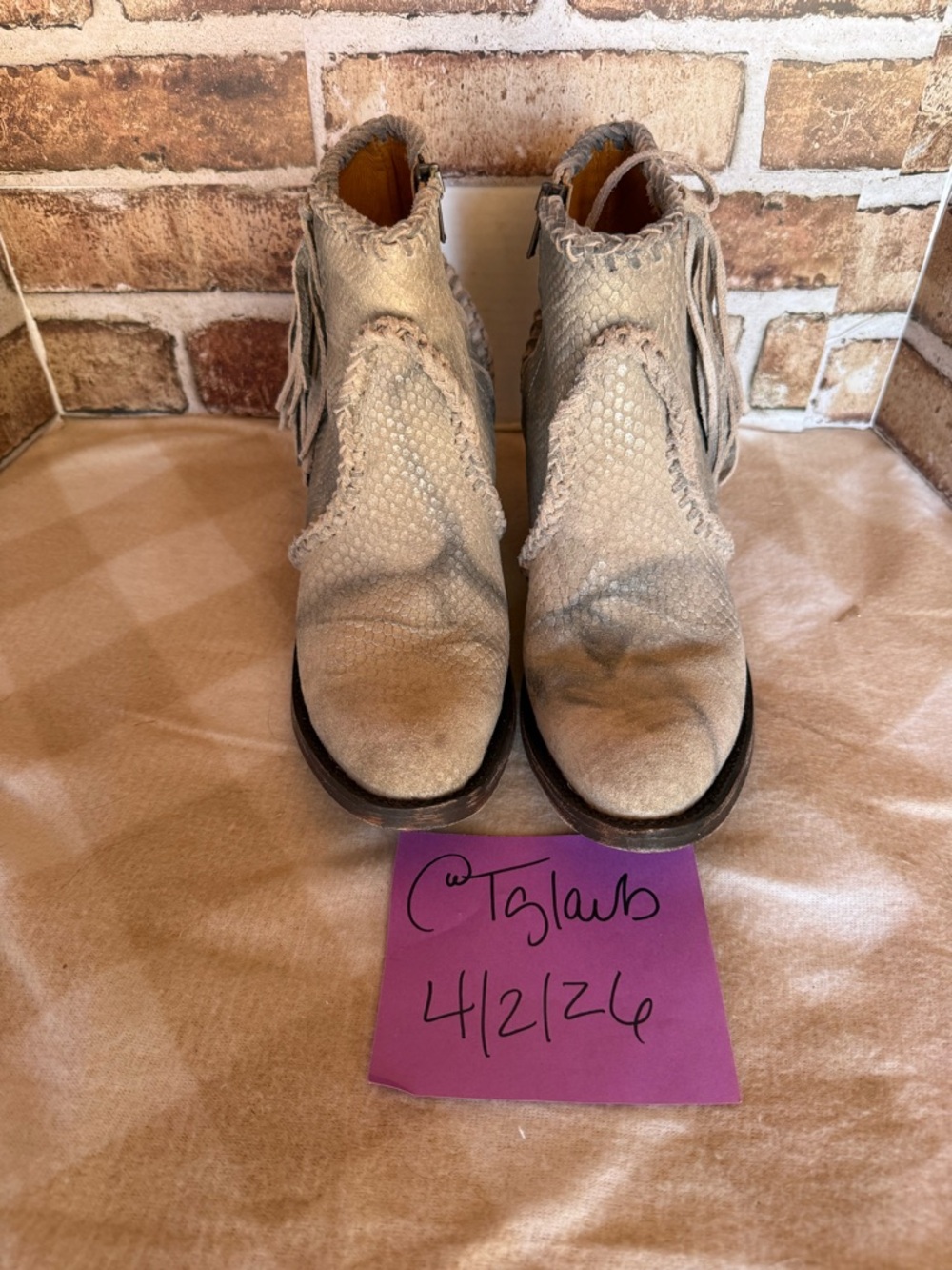 Old Gringo Beige Braided Sheepskin Boots sheep’s 8.5 final markdown - Picture 2 of 7